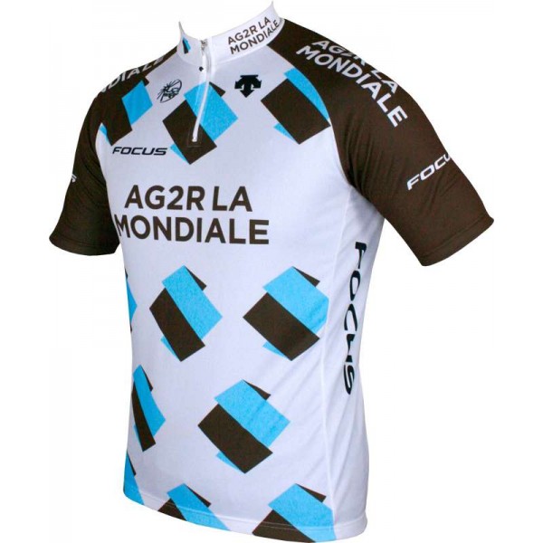 AG2R LA MONDIALE 2015 Kurzarmtrikot (kurzer Reißverschluss) Radsport-Profi-Team